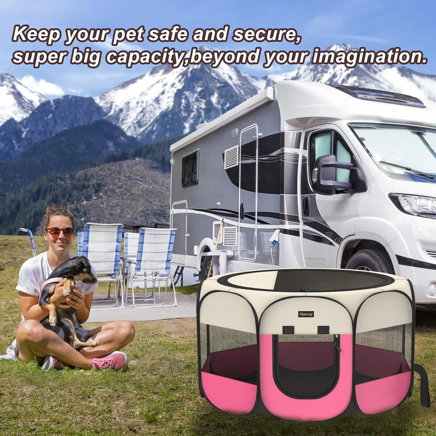 Portable Foldable Pet Dog Cat Playpen and Puppy playpen Pet Tent with Carrying Case Collapsible Travel Bowl Indoor/Outdoor Use with Water Resistant and Removable Shade Cover