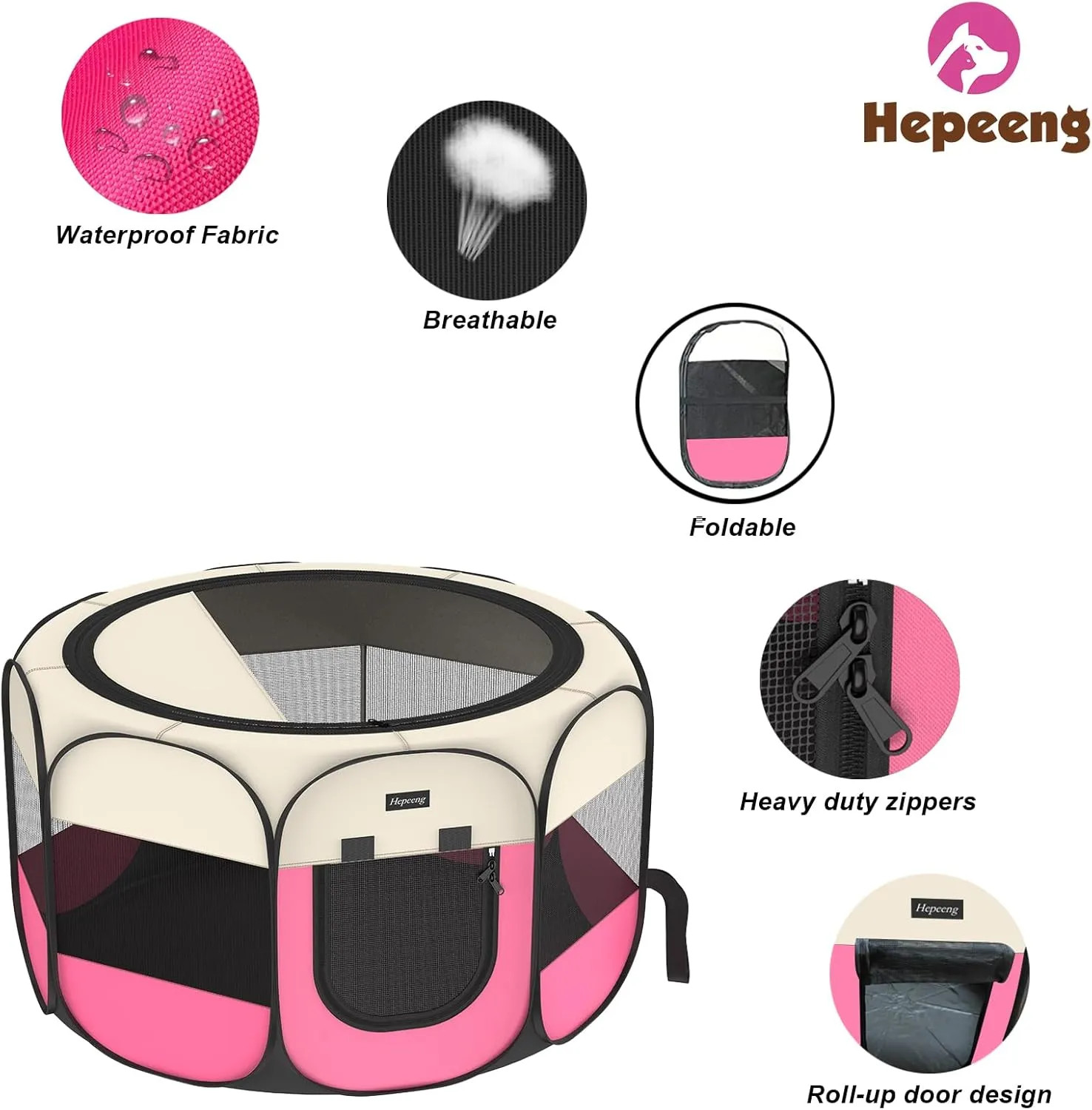 Portable Foldable Pet Dog Cat Playpen and Puppy playpen Pet Tent with Carrying Case Collapsible Travel Bowl Indoor/Outdoor Use with Water Resistant and Removable Shade Cover