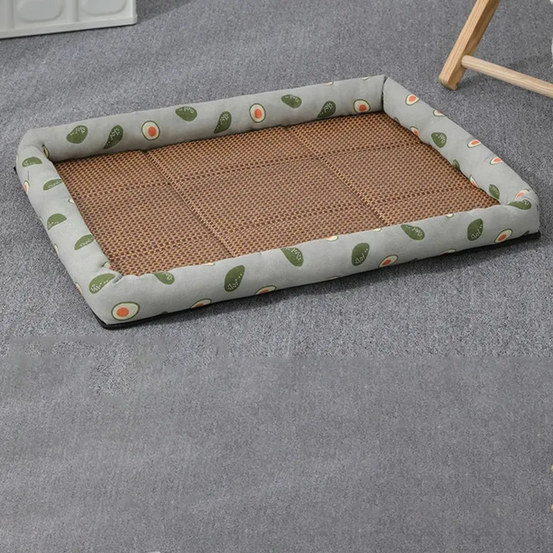 Professional Title: "Breathable Lightweight Rattan Cat Bed with Cooling Mat for Small Dogs"