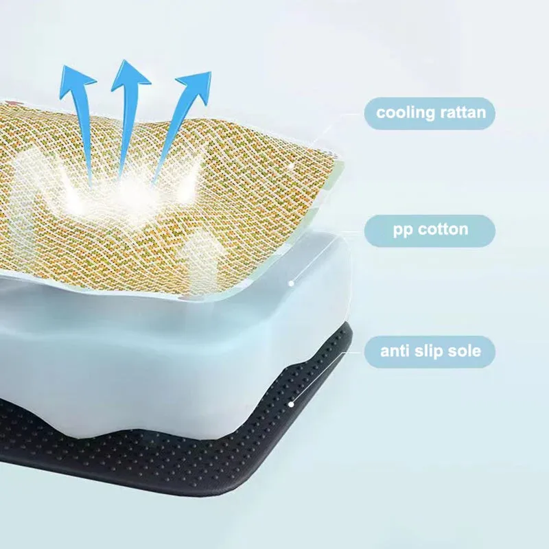 Professional Title: "Breathable Lightweight Rattan Cat Bed with Cooling Mat for Small Dogs"
