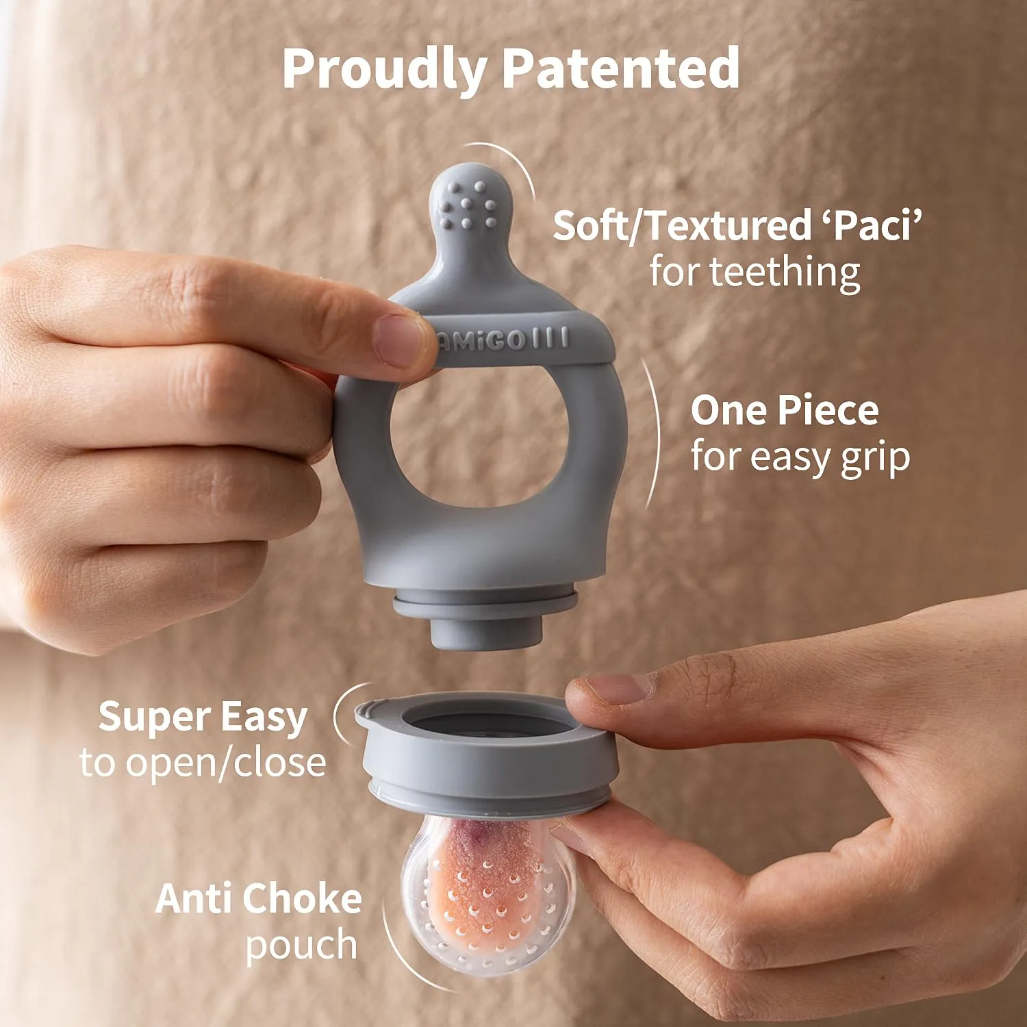 SAMiGO Baby Food Fruit Feeder and Breastmilk Popsicle Mold Set, Silicone Fruit Teether, Food Feeder Pacifier for Teething Relief, Freezer Tray, Baby Feeding Essentials, 4 Months 