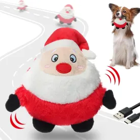 Senneny Interactive Dog Christmas Toys Motion Activated, Rolling Dog Ball with Plush Cover USB Rechargeable, 360 Smart Automatic Moving Pet Toy for Large Medium Small Dogs (Santa)