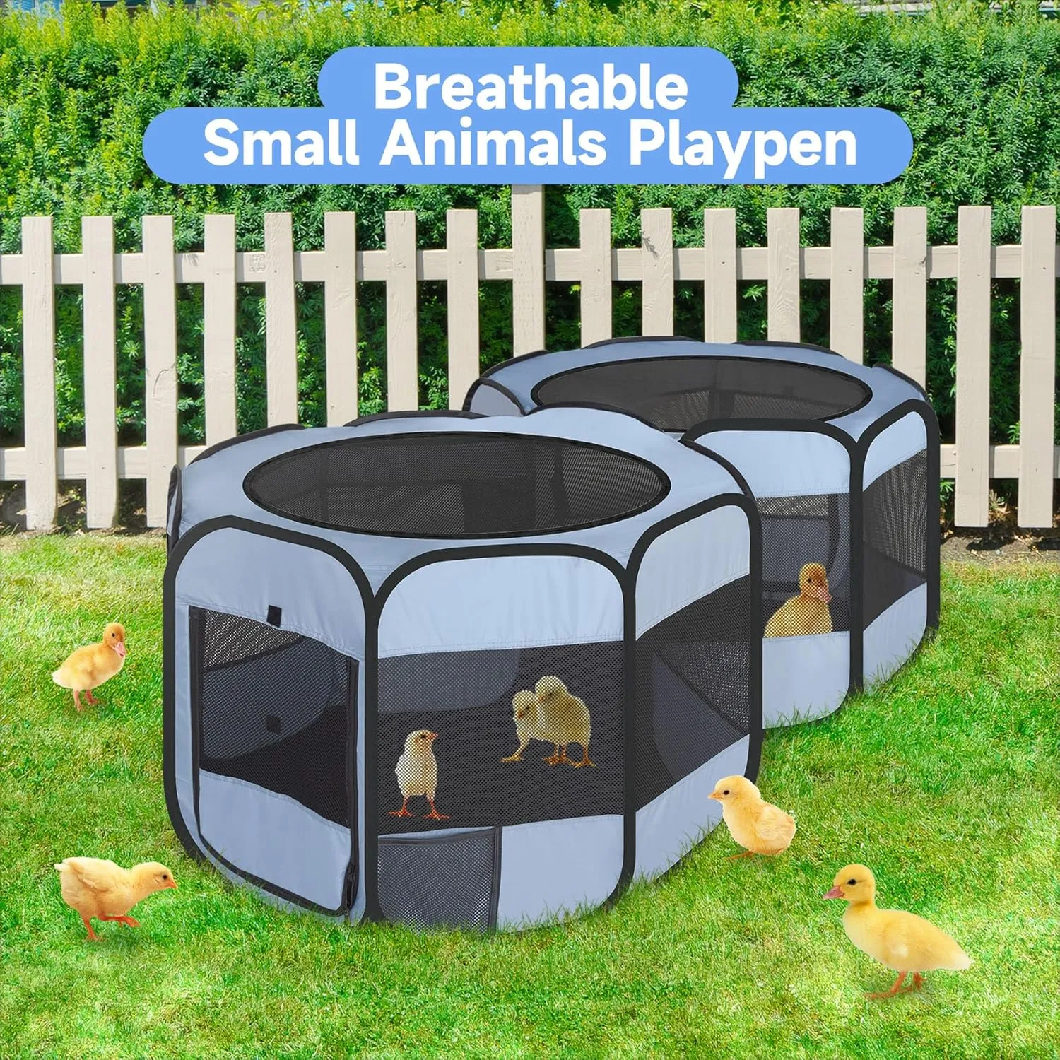 Small Animals Playpen Pop up Small Pet Cage Enclosure Hutch Kennel Tent Chick Run Brooder Box Coop Portable Foldable Outdoor Yard Fence for Kitten Ferret Puppy Guinea Pig Rabbit Hamster Chinchillas