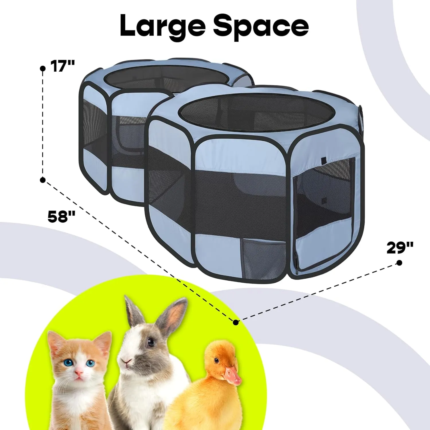 Small Animals Playpen Pop up Small Pet Cage Enclosure Hutch Kennel Tent Chick Run Brooder Box Coop Portable Foldable Outdoor Yard Fence for Kitten Ferret Puppy Guinea Pig Rabbit Hamster Chinchillas
