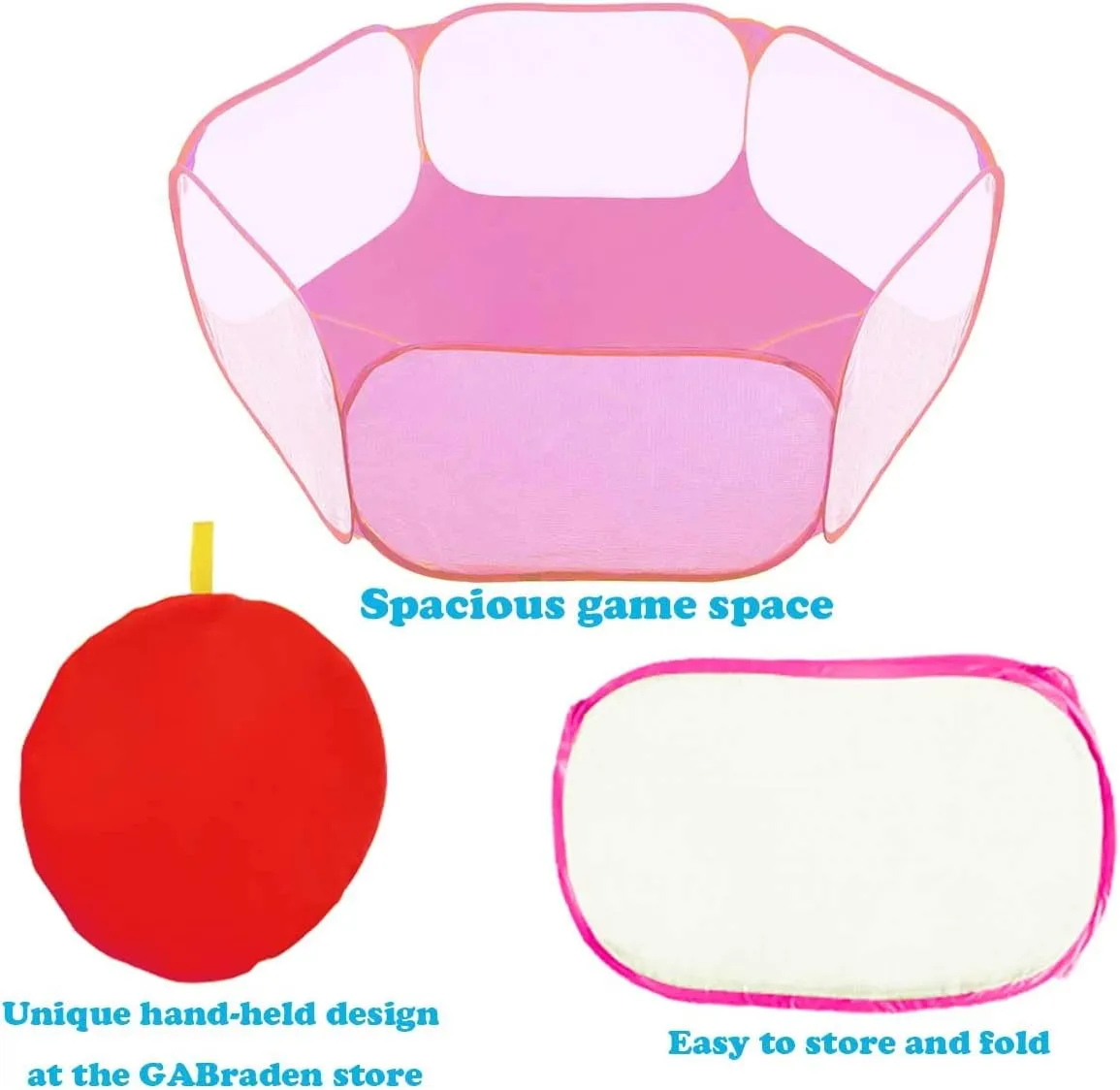 Small Animals Tent,Reptiles Cage,Breathable Transparent Pet Playpen Pop Open Outdoor/Indoor Exercise Fence,Portable Yard Fence (Pink)