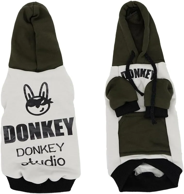 Sphynx Cat Hoodie Sweater, Thick Warm Stratch Soft Cat Hoodie Jacket,Two Legged Warm Fleece Hoodie for cat,Autumn Winter Clothes for Kitten Small Dogs (Dark Green&White, M (3-5lbs))