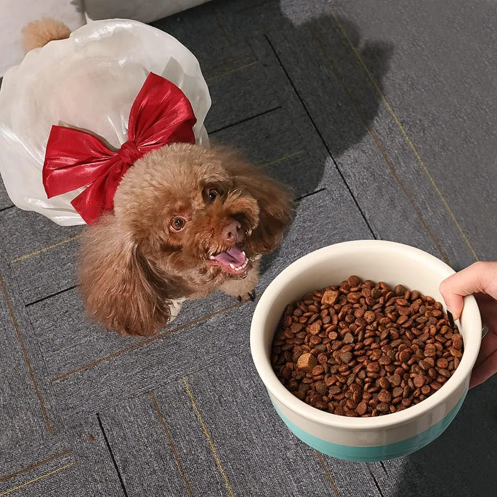 Sweejar Ceramic Dog Bowls, Dog Food Dish for Small Dogs and Cat, Heavy Duty Porcelain Pet Bowl for Canned Food and Water 17 Fl OzWhite