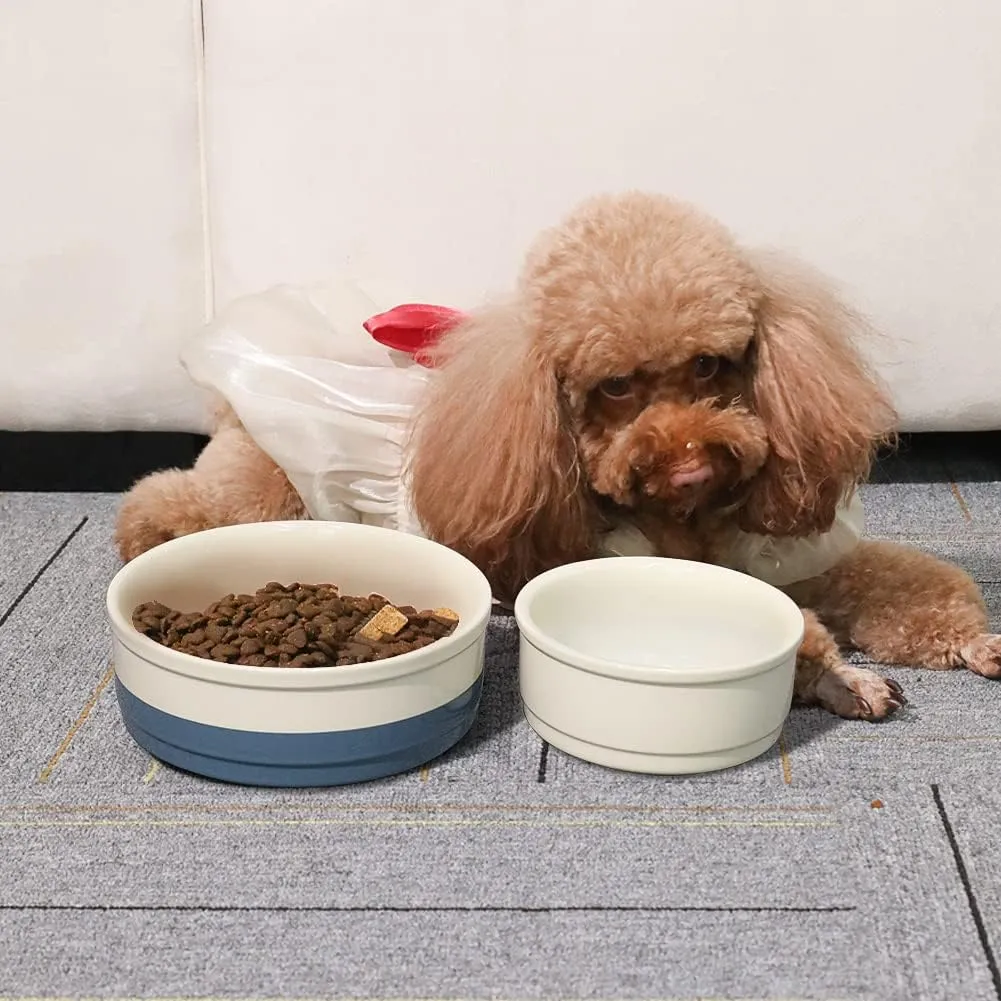 Sweejar Ceramic Dog Bowls, Dog Food Dish for Small Dogs and Cat, Heavy Duty Porcelain Pet Bowl for Canned Food and Water 17 Fl OzWhite