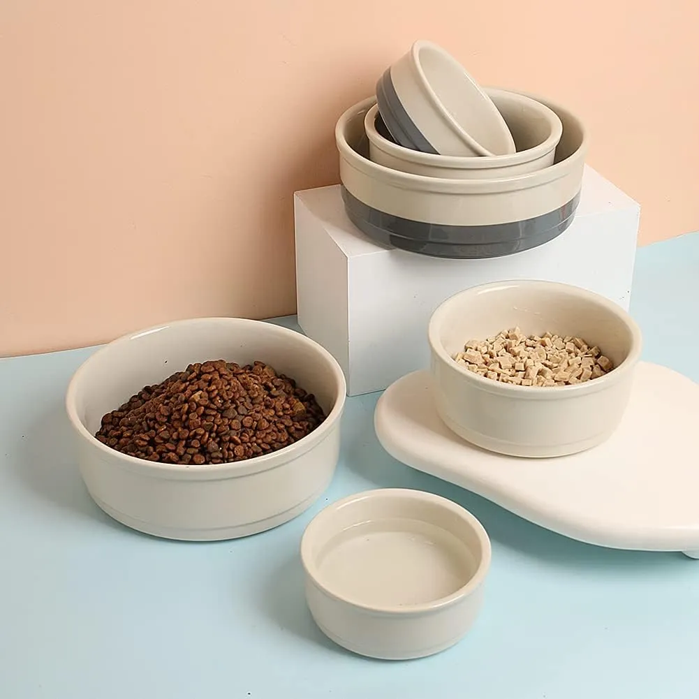 Sweejar Ceramic Dog Bowls, Dog Food Dish for Small Dogs and Cat, Heavy Duty Porcelain Pet Bowl for Canned Food and Water 17 Fl OzWhite