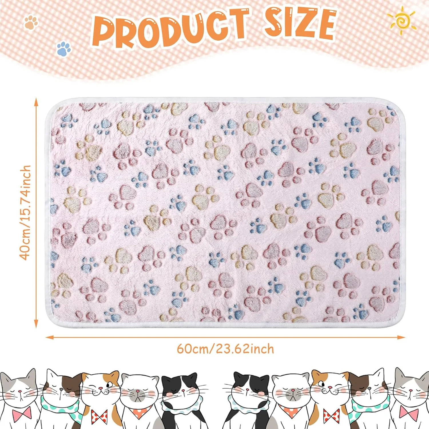 Tatuo 4 Pcs Dog Blanket for Pet Puppy Teething Toys Paw Print Fleece Blanket for Pet Cat Soft Warm Sleep Mat Guinea Pig Cage Mat(Small(24 x 16 Inch),Beige)