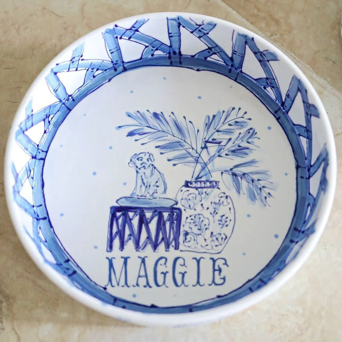 The Maggie Chinoiserie Dog Bowl