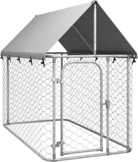 Tidyard Outdoor Dog Kennel with Roof and Door Galvanized Steel Fence Pet Playpen House Metal Outside Dog Enclosures Pet Crate Cage