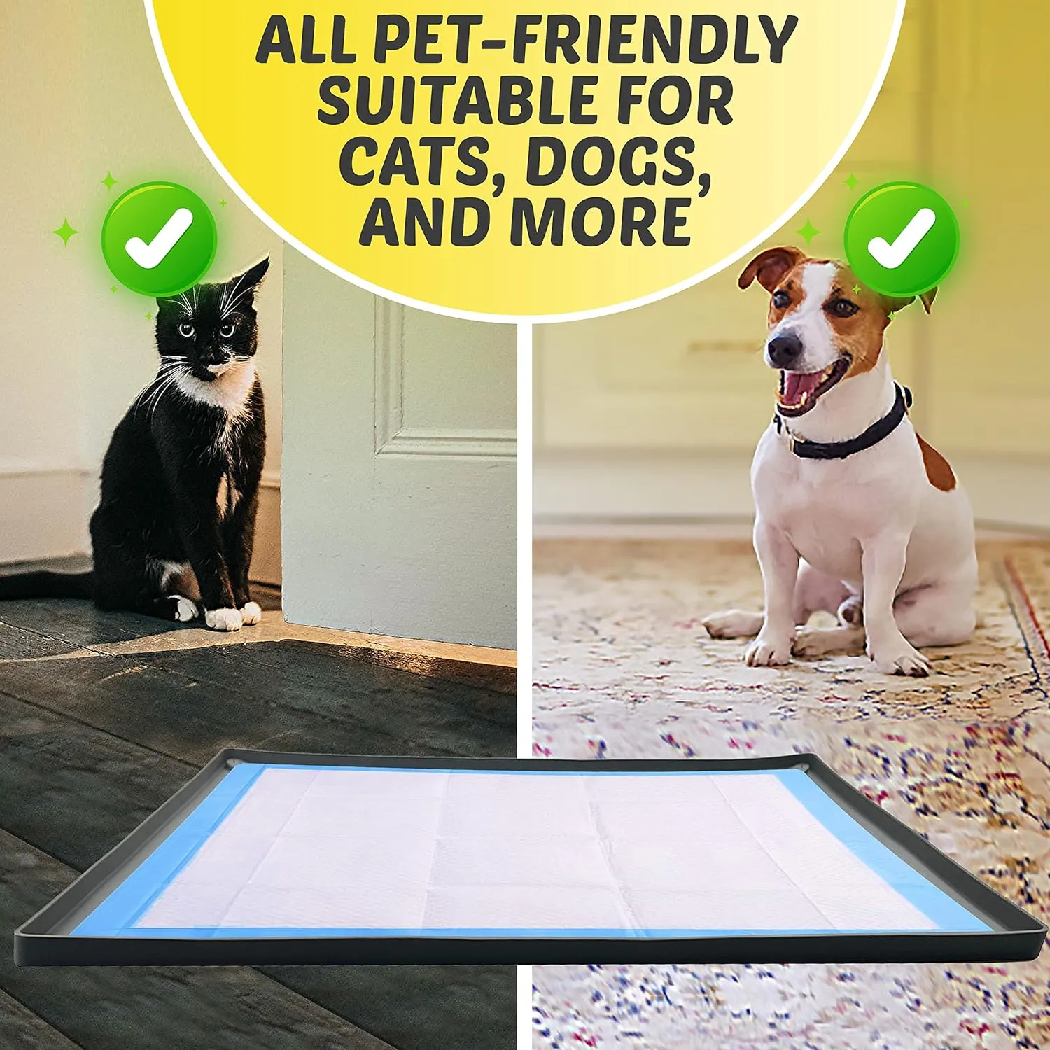 TidyFriend Pee Pad Tray 24x36 Inches - Easy to Clean & Store, No Spill Silicon Training Pad for Dogs (Grey)