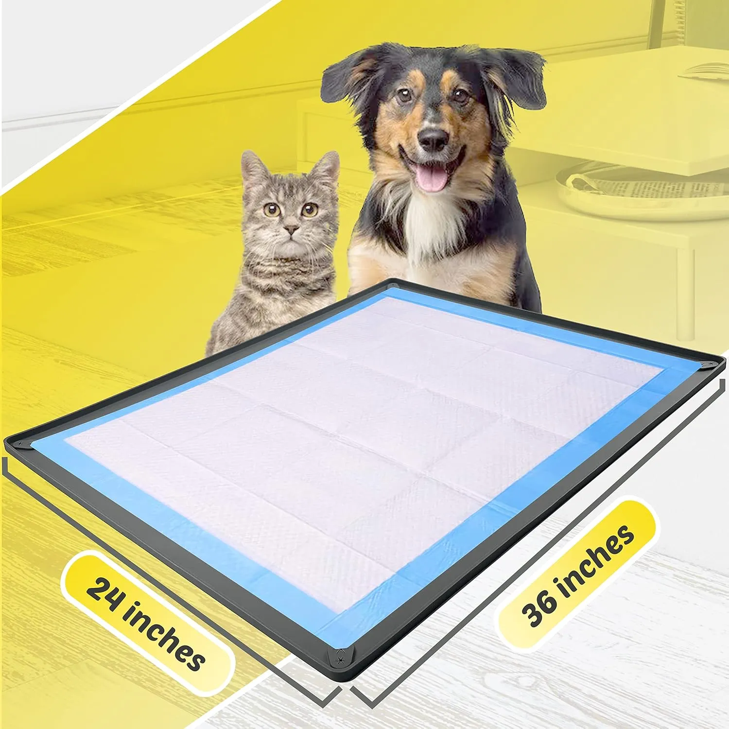 TidyFriend Pee Pad Tray 24x36 Inches - Easy to Clean & Store, No Spill Silicon Training Pad for Dogs (Grey)