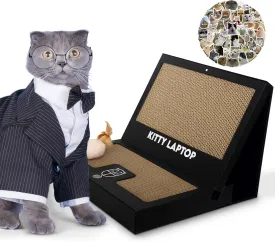 Toy Cat Laptop with 2 Scratchboards   Catnip Mouse Toy for Cats   50pack Cat Sticker - Interactive Eco-Friendly Cat Computer with Scratch Pad Laptop for Cats - Mini Cat Laptop