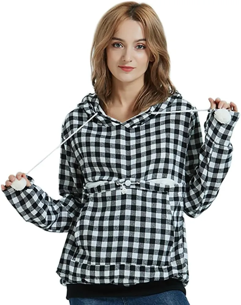 Unisex Pet Holder Hoodies Kitten Puppy Carrier Hooded Pullover Front Pouch Thin Shirt