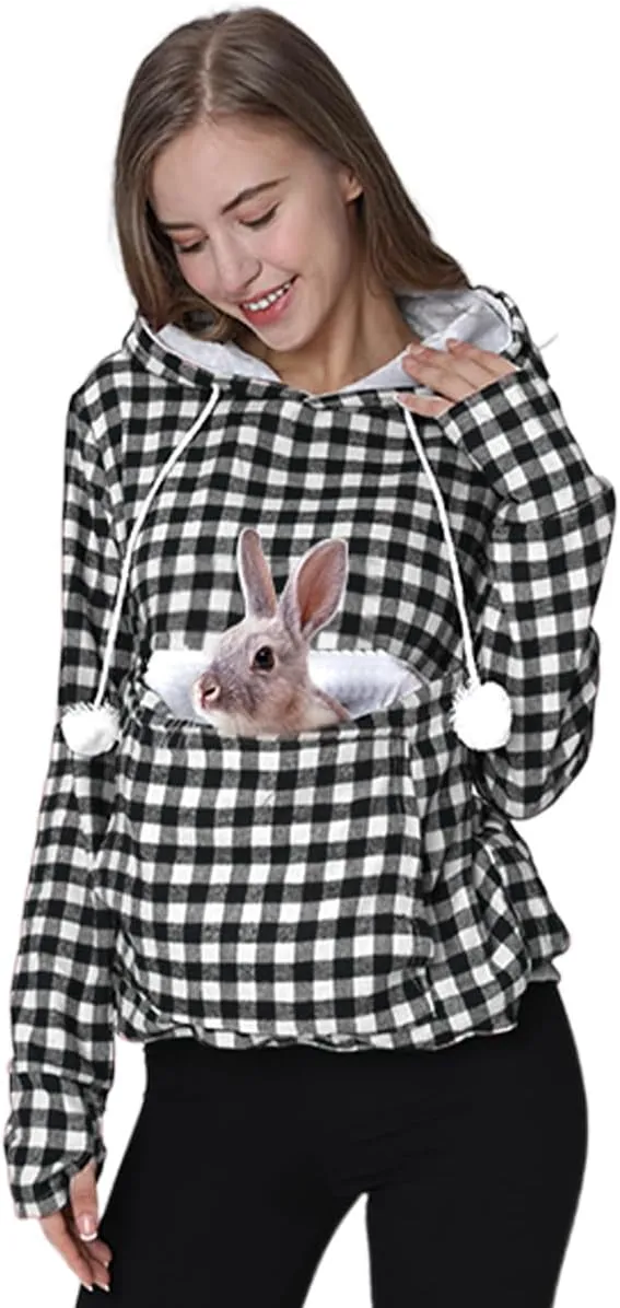 Unisex Pet Holder Hoodies Kitten Puppy Carrier Hooded Pullover Front Pouch Thin Shirt