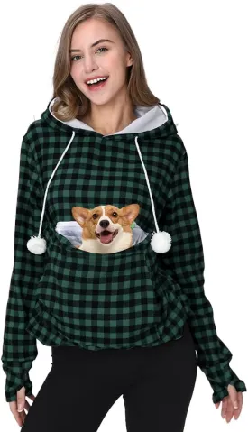 Unisex Pet Holder Hoodies Kitten Puppy Carrier Hooded Pullover Front Pouch Thin Shirt