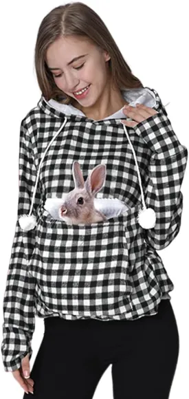 Unisex Pet Holder Hoodies Kitten Puppy Carrier Hooded Pullover Front Pouch Thin Shirt