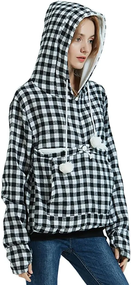 Unisex Pet Holder Hoodies Kitten Puppy Carrier Hooded Pullover Front Pouch Thin Shirt