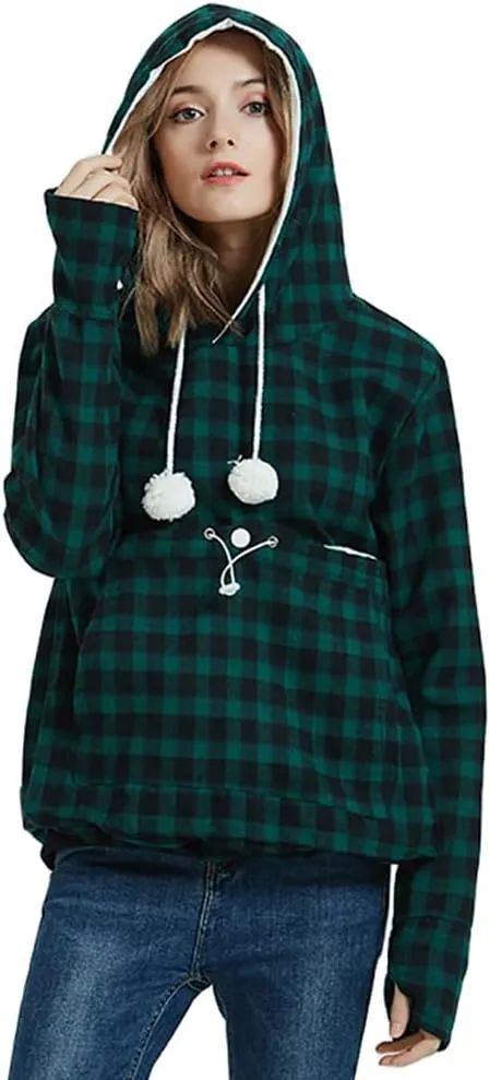 Unisex Pet Holder Hoodies Kitten Puppy Carrier Hooded Pullover Front Pouch Thin Shirt