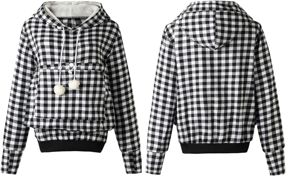 Unisex Pet Holder Hoodies Kitten Puppy Carrier Hooded Pullover Front Pouch Thin Shirt