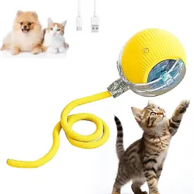 Upgraded 2025 Smart Interactive Electric Cat Toy Ball Indoor -Automatic Wake-up Function Auto - Rolling, Ultra - Sensitive Obstacle Avoidance, Unleash Infinite Feline Amusement-Yellow (Yellow)