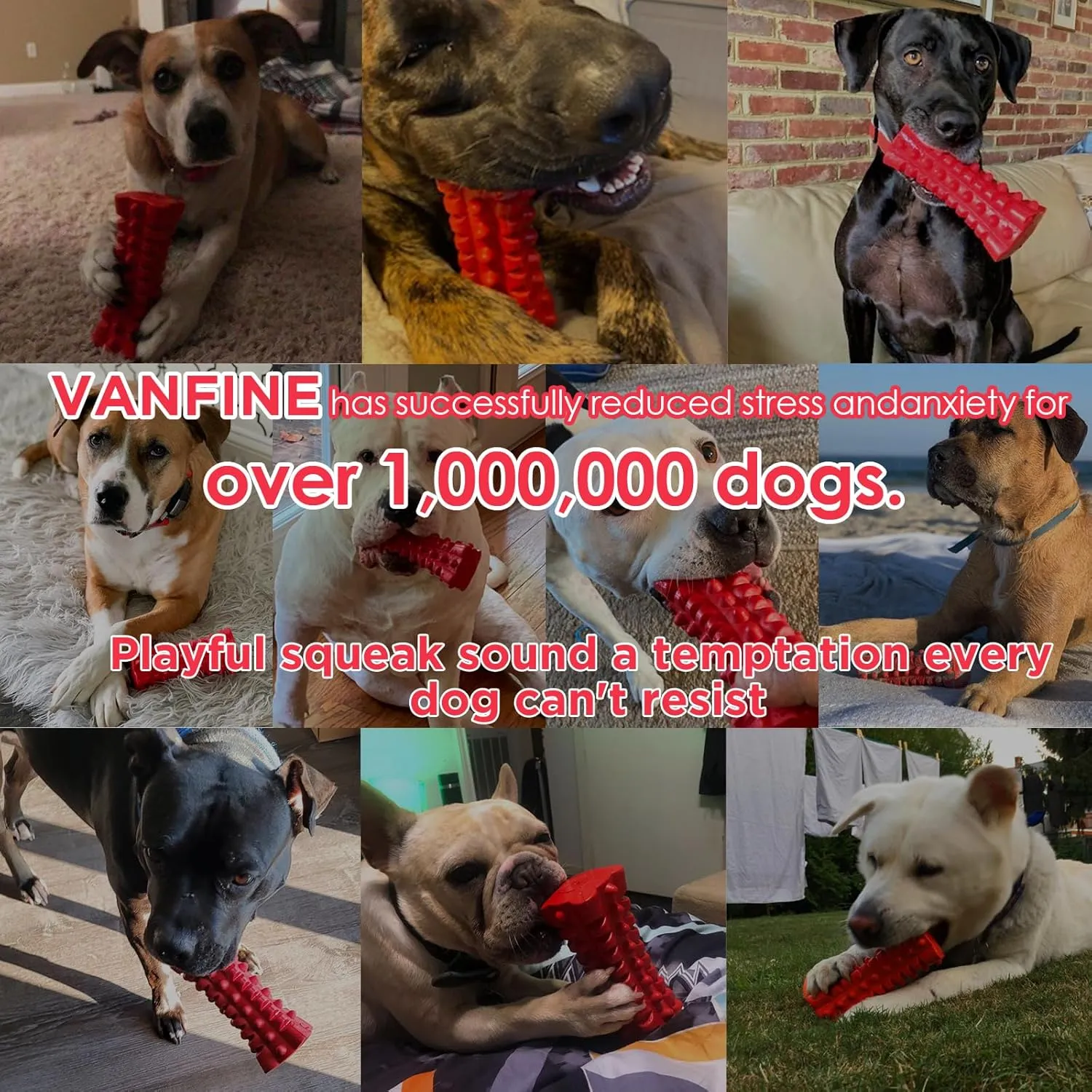 VANFINE Indestructible Squeaky Dog Toy  Tough Rubber Chew Toy for Aggressive Large Dogs, Durable and Safe for Interactive Play