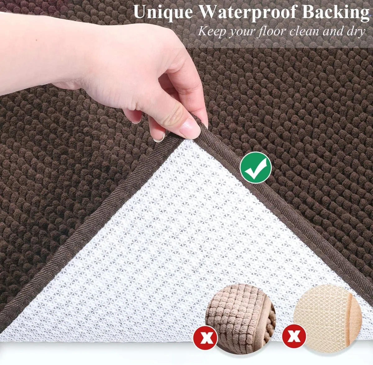 VIVAGLORY Soft Cat Litter Box Mat, Large Litter Trapping Mat for Indoor Cat, Machine Washable Cat Kitty Litter Tray with No-slip and Waterproof, 31" 20", Brown