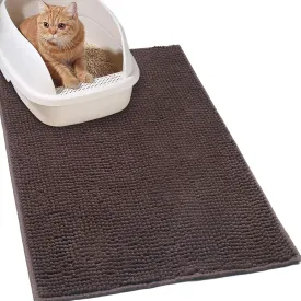 VIVAGLORY Soft Cat Litter Box Mat, Large Litter Trapping Mat for Indoor Cat, Machine Washable Cat Kitty Litter Tray with No-slip and Waterproof, 31" 20", Brown