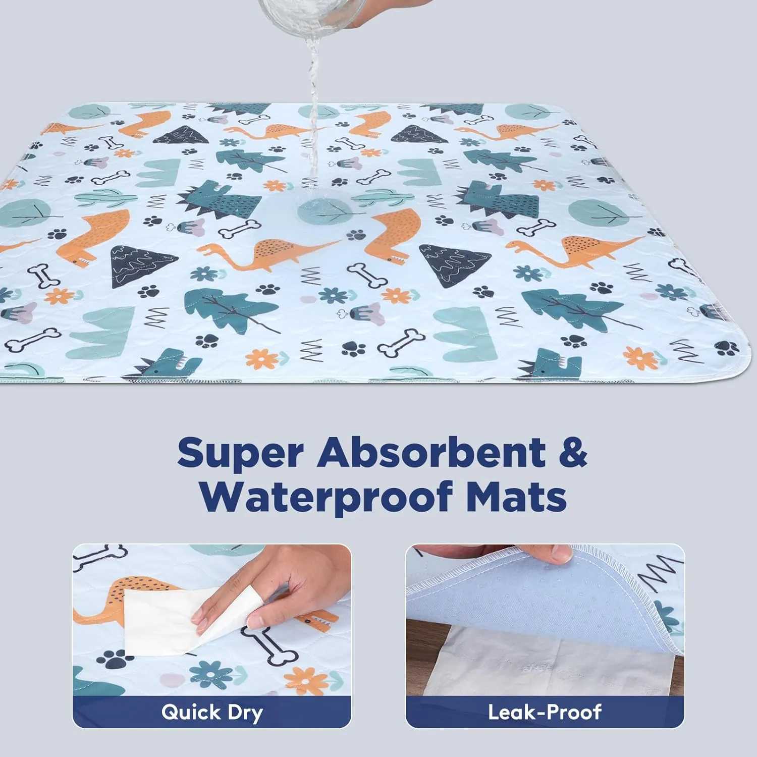 Washable Pee Pads for Dogs, 2 Pack Large 36"x41" Super Absorbent Reusable Training Pads, 100% Waterproof Non-Slip, Whelping & Playpen Indoor Dog Cage Pads Pet Mat Dog Supplies