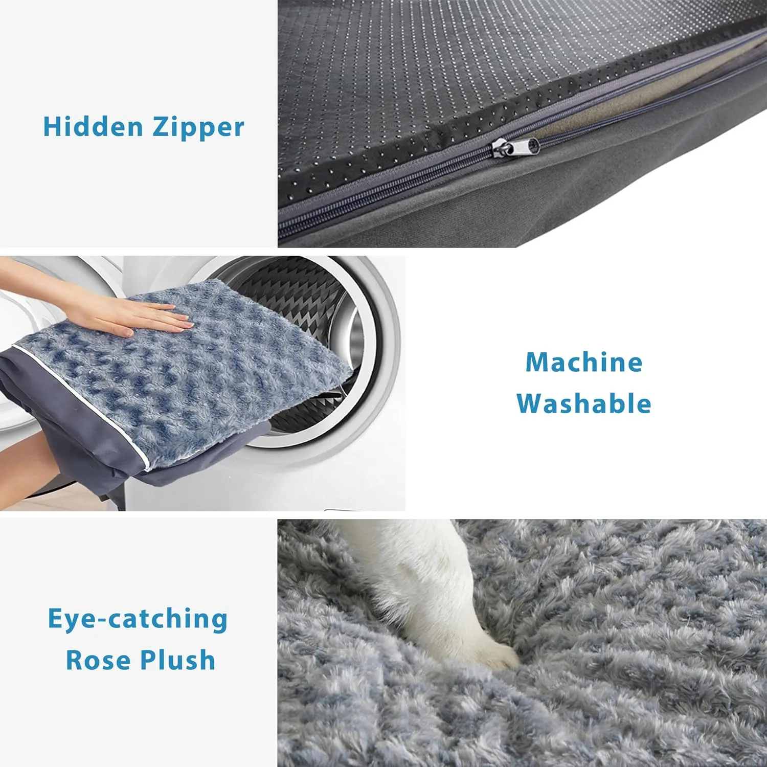 WESTERN HOME WH Memory Foam Dog Bed for Large Dogs, Orthopedic Thick Crate Bed with Double Waterproof and Washable Cover
