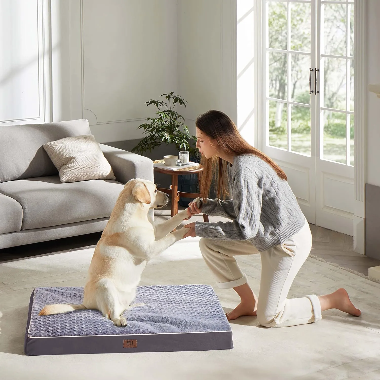 WESTERN HOME WH Memory Foam Dog Bed for Large Dogs, Orthopedic Thick Crate Bed with Double Waterproof and Washable Cover