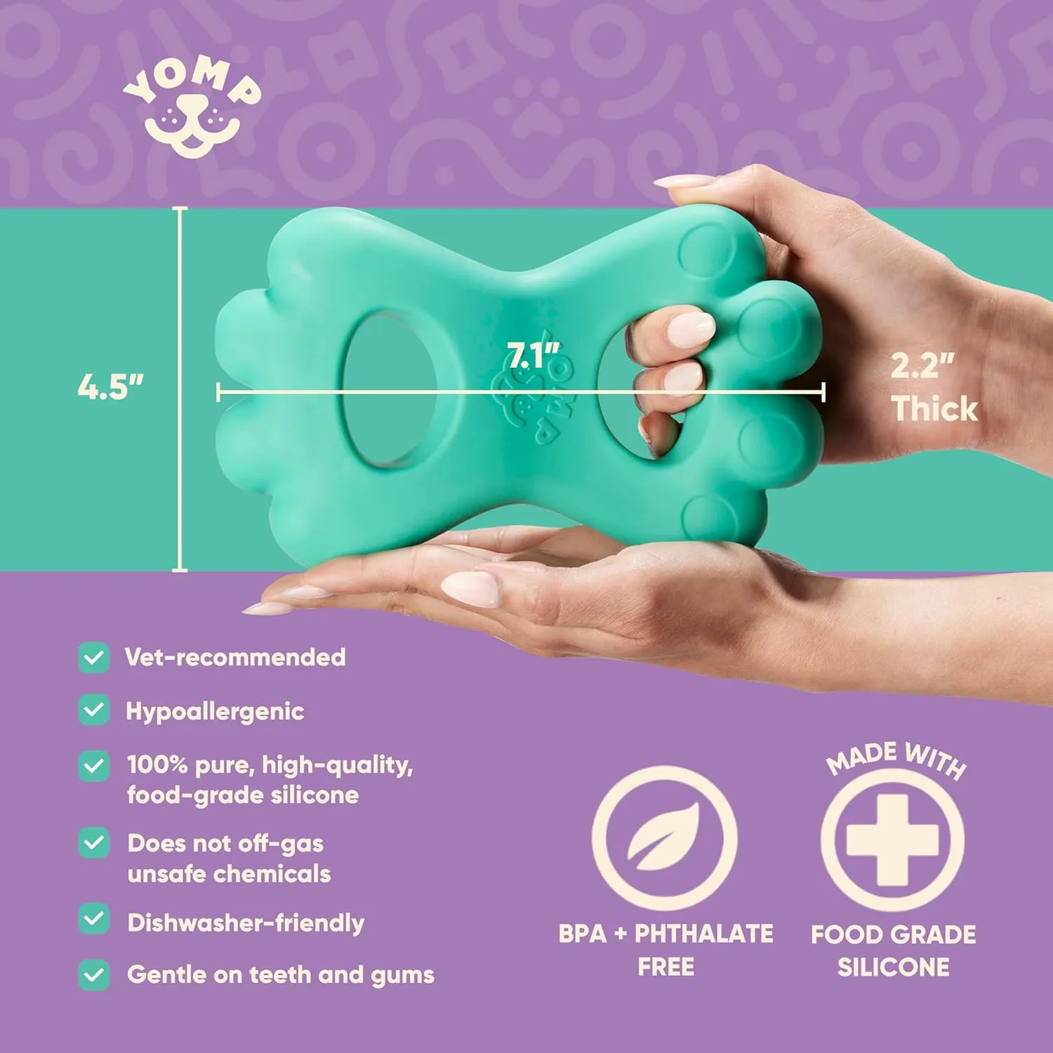 Yomp TugPup Dog Tug Toy  Interactive Pull Toy for Soft and Medium Chewers, Pet-Safe, Non-Toxic Silicone Chew Toy for Puppies and Teething Dogs